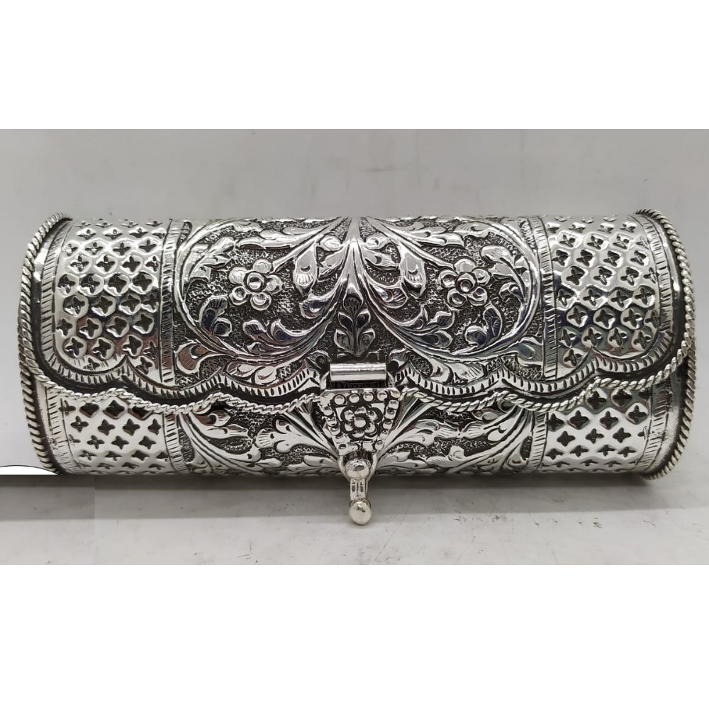 Maanniya pure silver designer clutch in antique