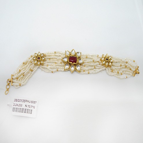 916 Gold Antique Pearl Bracelet For Wedding RHJ-5657