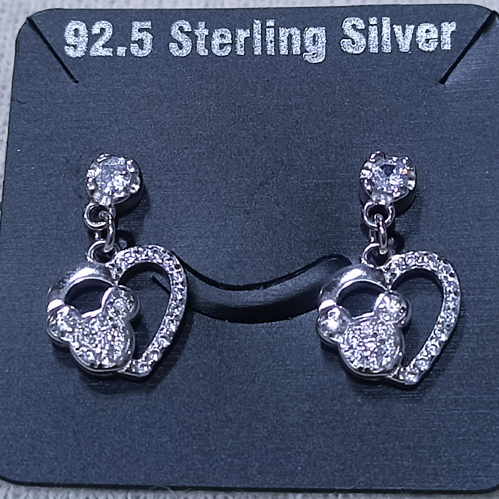 92.5 Silver Cz Stone Hanging Earrings