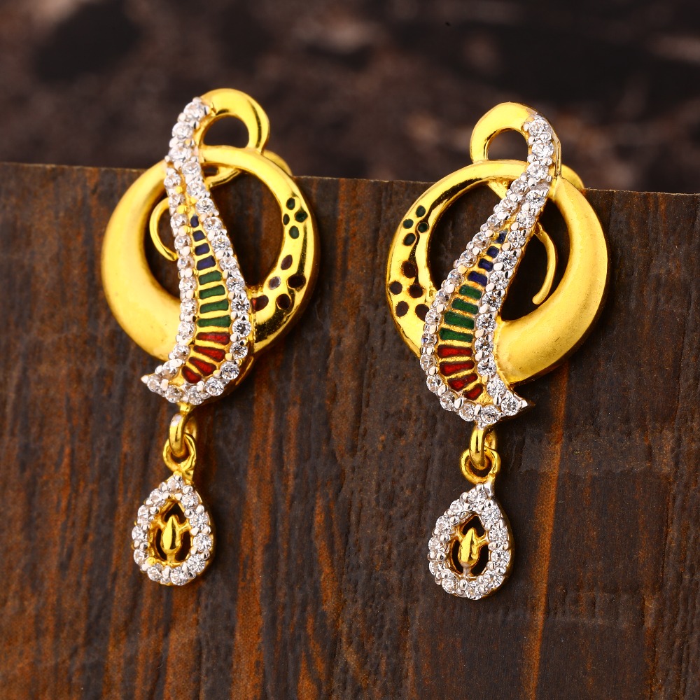 916 CZ Women's Exclusive  Hallmark  Gold Earring LFE465