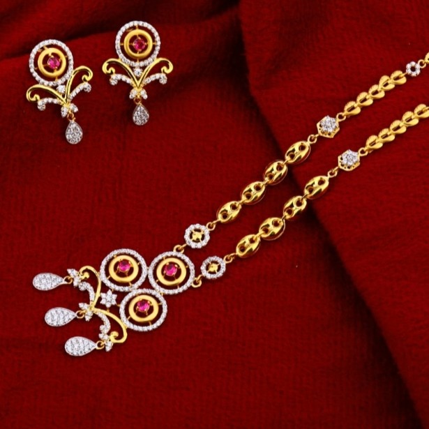 22 carat gold hallmark fancy ladies chain necklace set RH-NS371