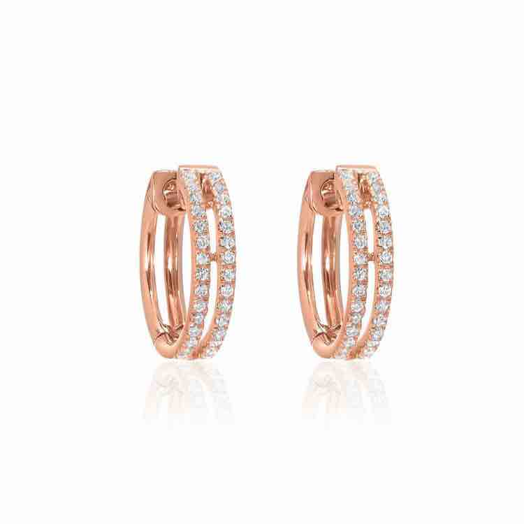 18KT Rose Gold Modern Designer Diamond Earring