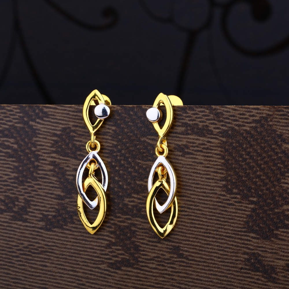 Ladies 22K Gold Plain Cz Earring -LPE91
