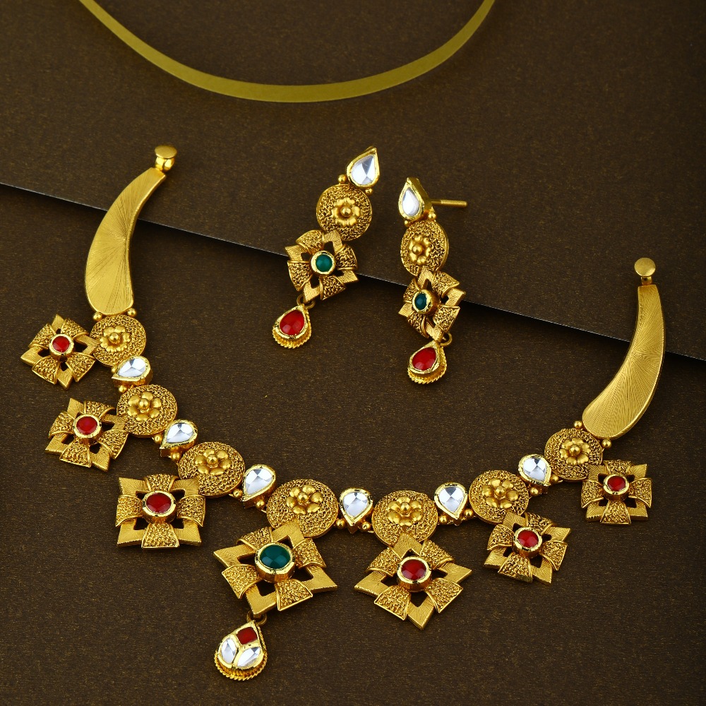 916 Gold Antique Trendy Necklace Set 