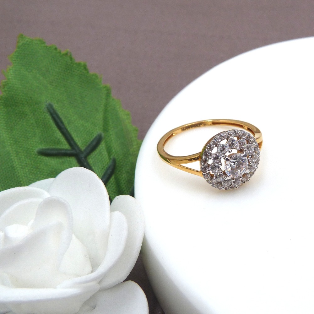 Solitaire With CZ Lady Ring 22k Gold