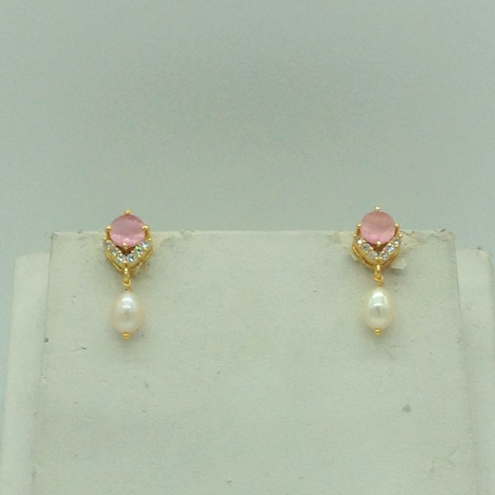 White,pink cz 7 pcs set with 1 line flat pearls mala jps0740