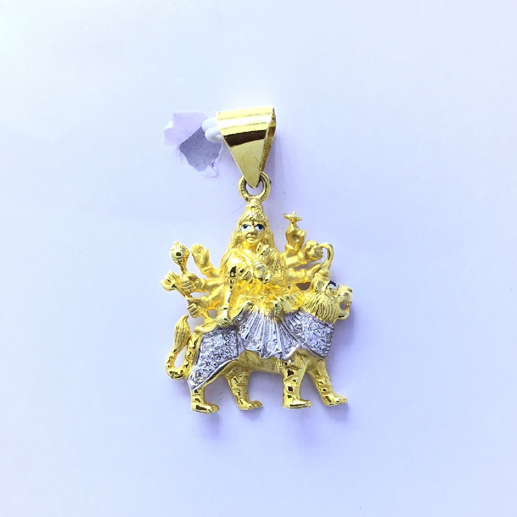 designed gold ambe mataji pendant