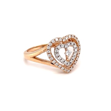 18k Gold Heart single Diamond Ring For Ladies