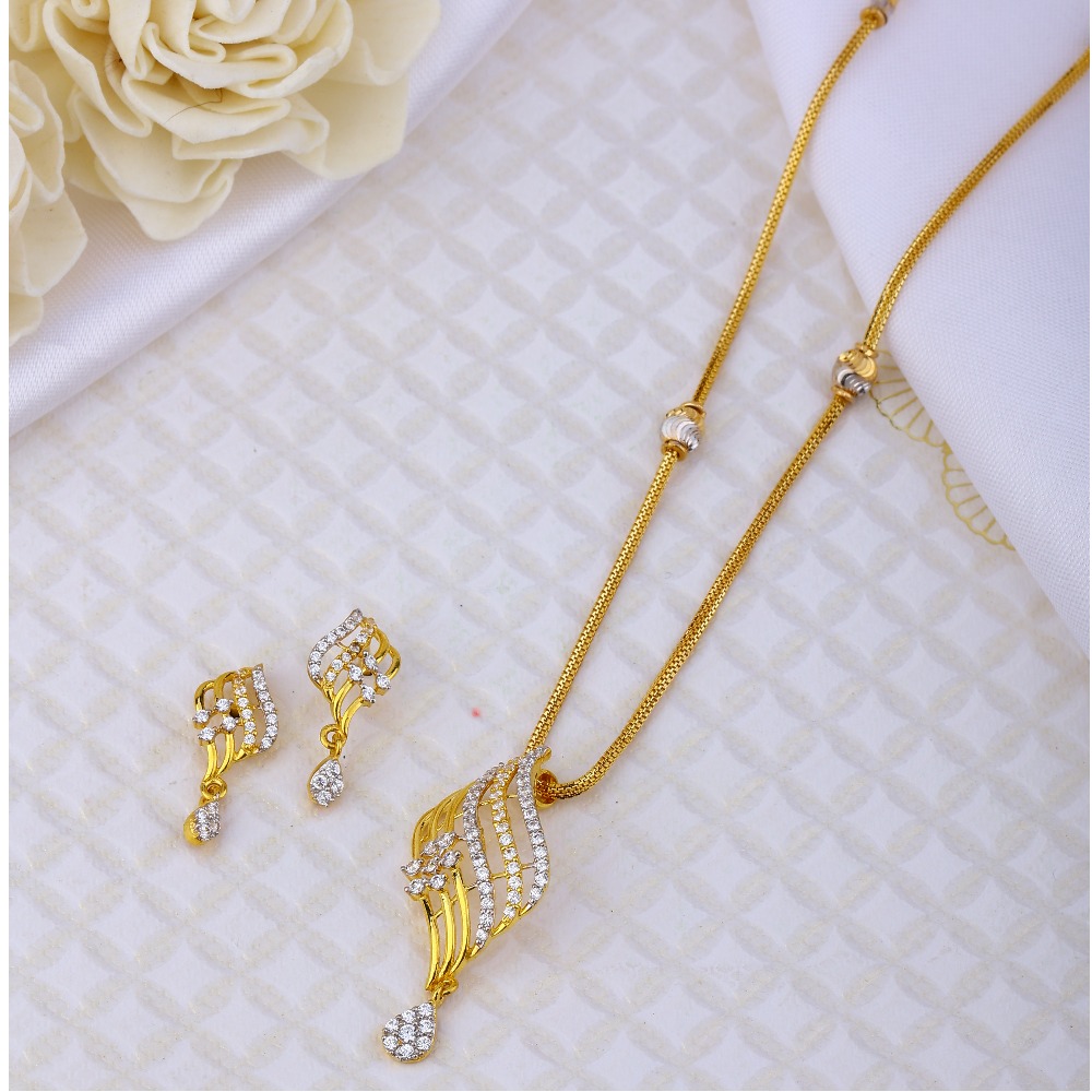 22k 916 gold cz pendant set