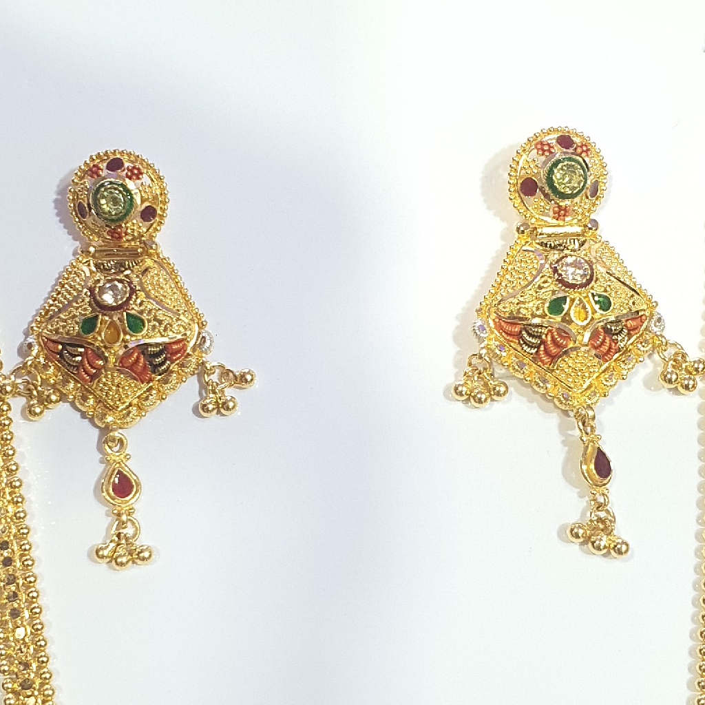 22.k gold kalkatti long necklace set