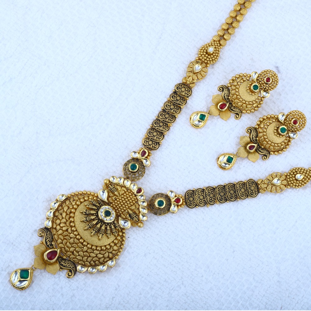 916 Gold Antique Necklace Set STG - 0102