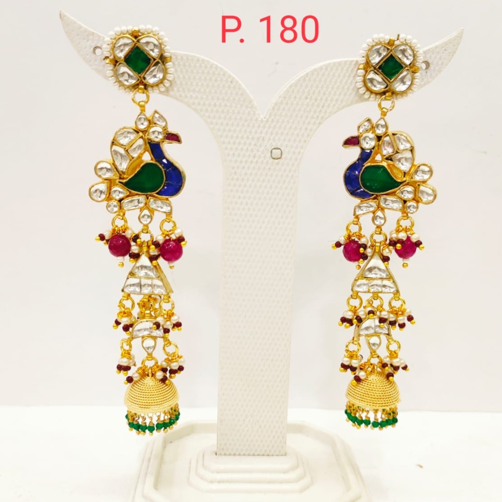 Traditional Peacock Design long Earring with Hanging Jhumka 1702