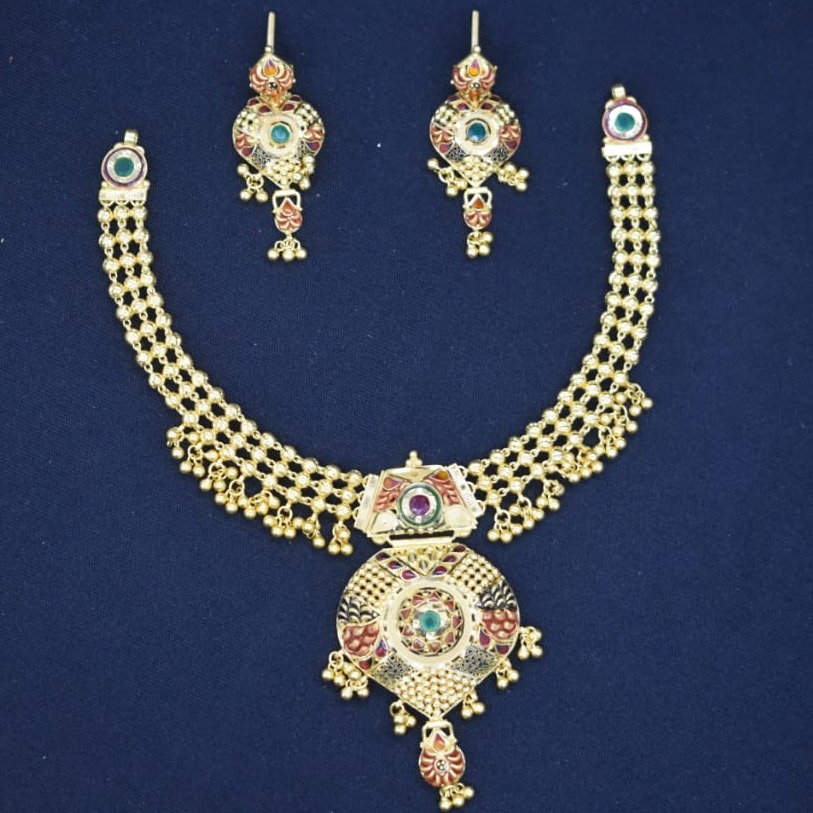 Showroom of 22kt gold antique necklace set mk-n02 | Jewelxy - 135324