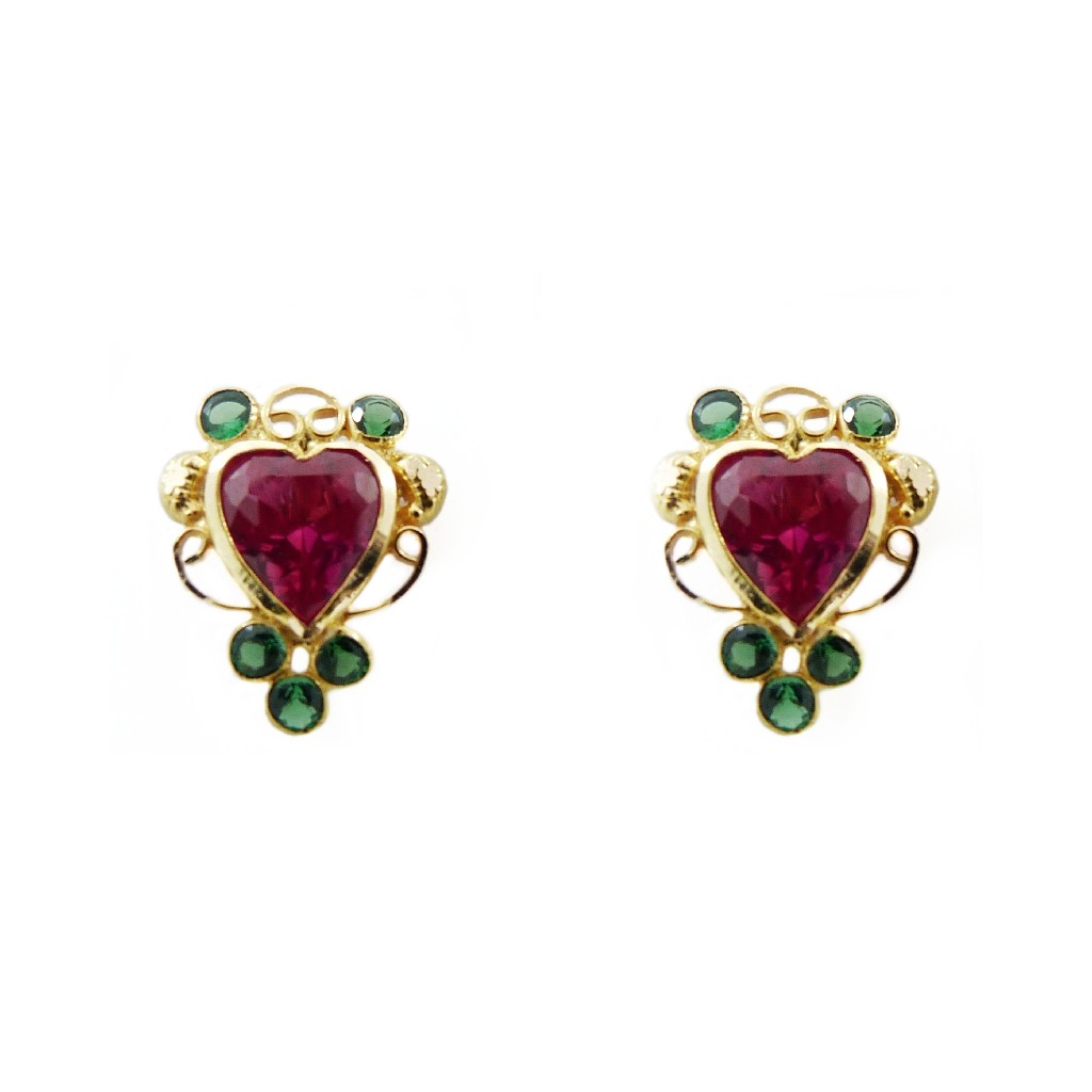 18K Gold Colour Stone Heart Tops