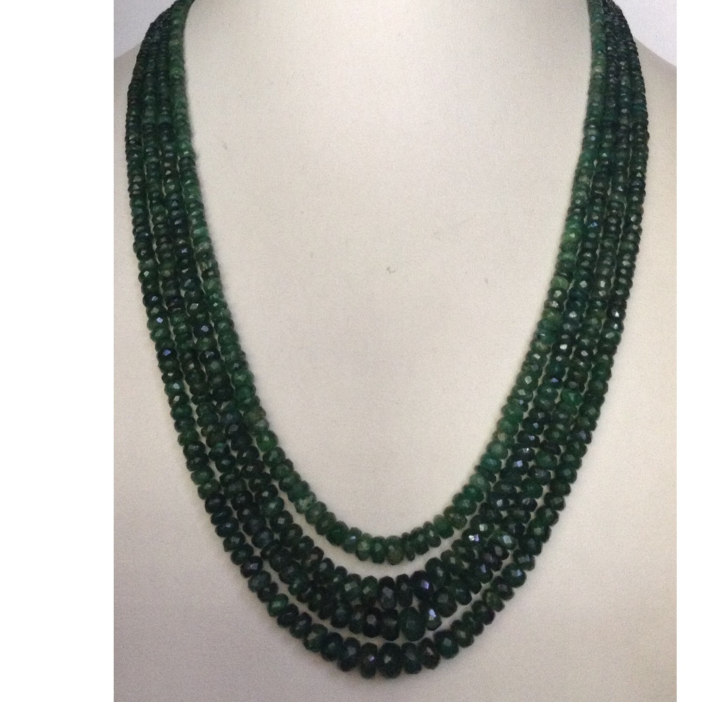 Natural green emeralds faceted round beeds necklace JSE0109