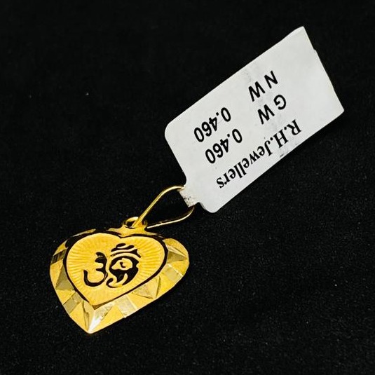 22ct 91.6 Gold light weight om with ganesh design pendal