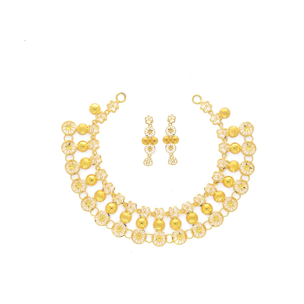 22K Gold Necklace Sets | Indian gold jewellery design, Bridal gold jewellery,  Gold necklace set