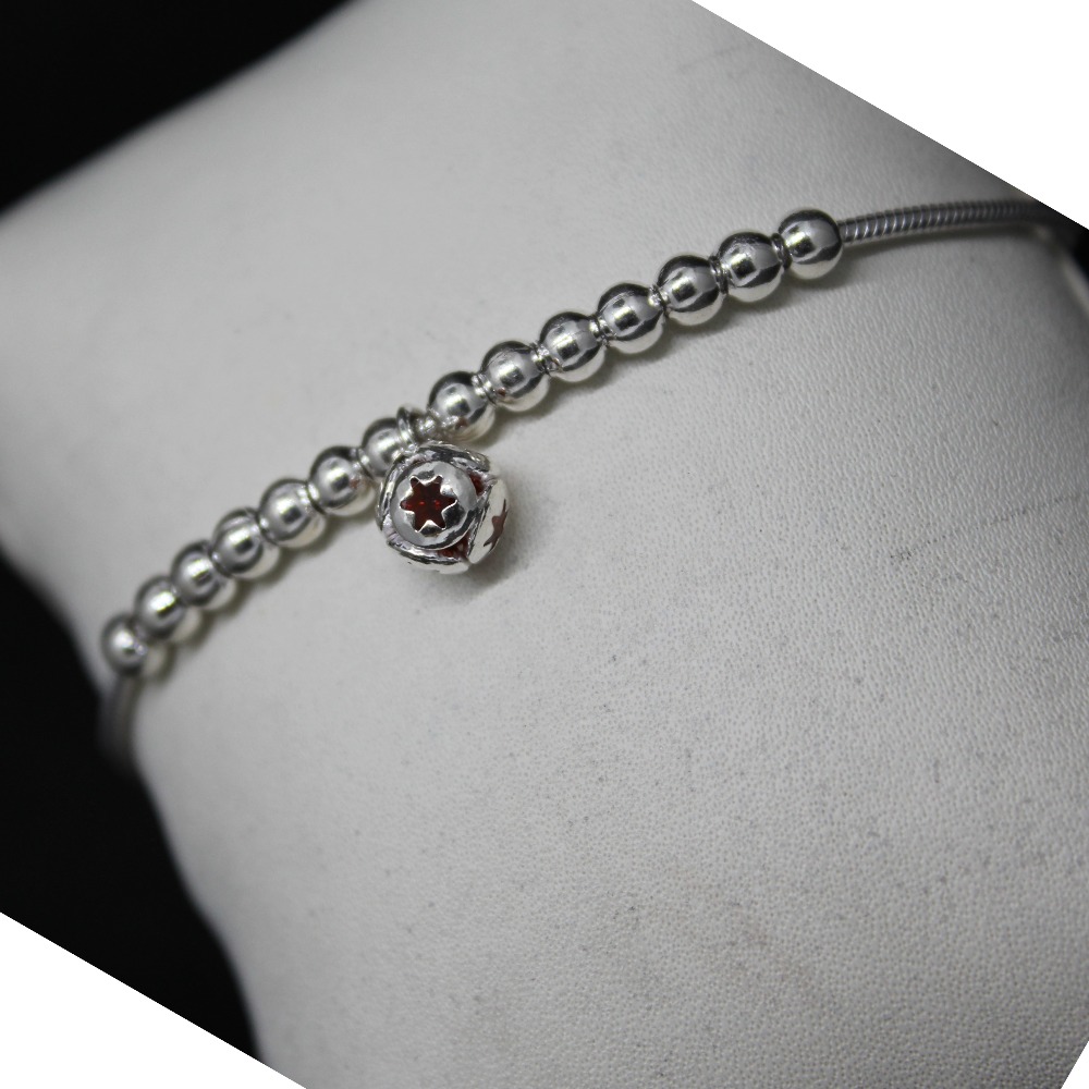 925 sterling silver red stone kada bracelet for ladies