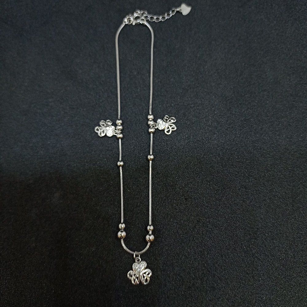 92.5 anklets diamond 3 plated flower
