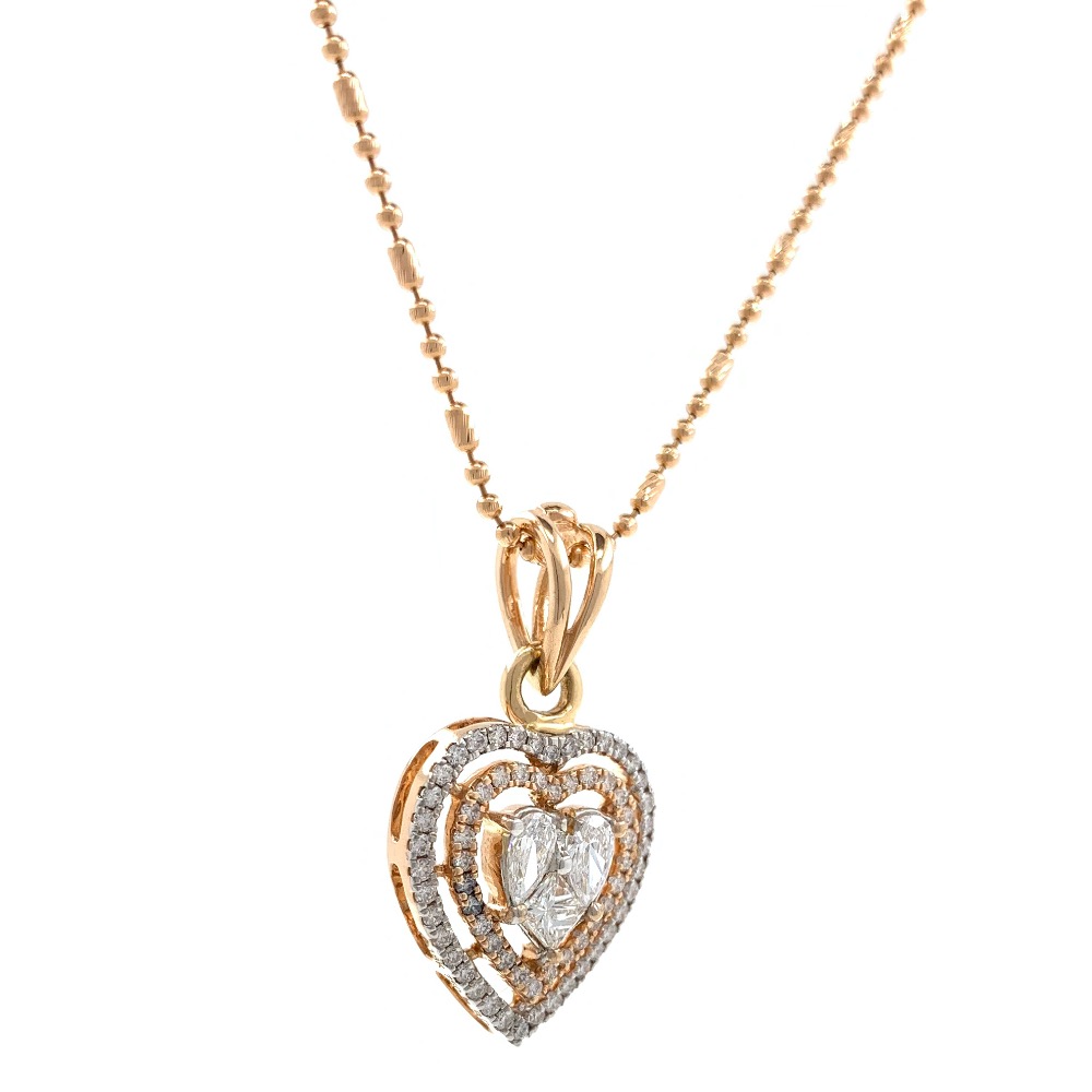 Heart Shaped Diamond Pendant in 18k Rose Gold 9SHP10