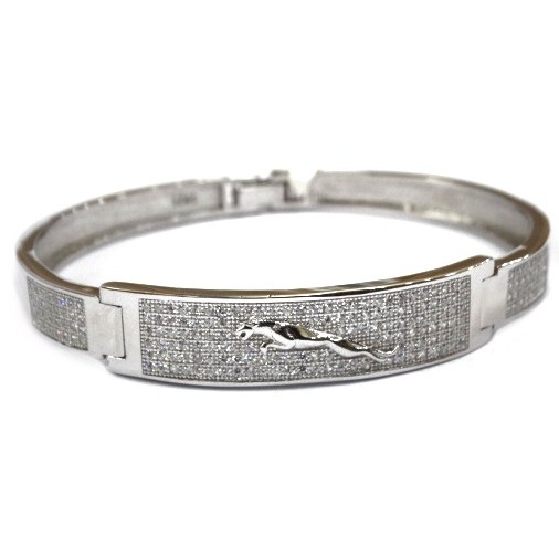 925 sterling silver jaguar gents kada bracelet mga - brs0387