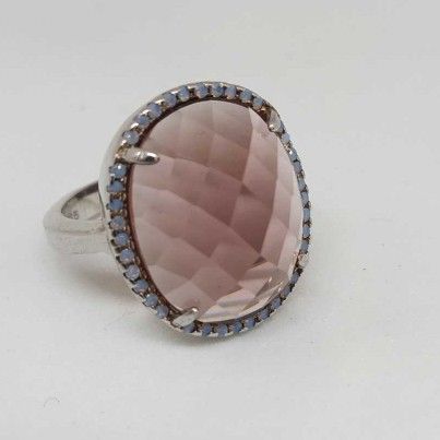 925 Sterling Silver Light Purple Diamond Ladies Ring