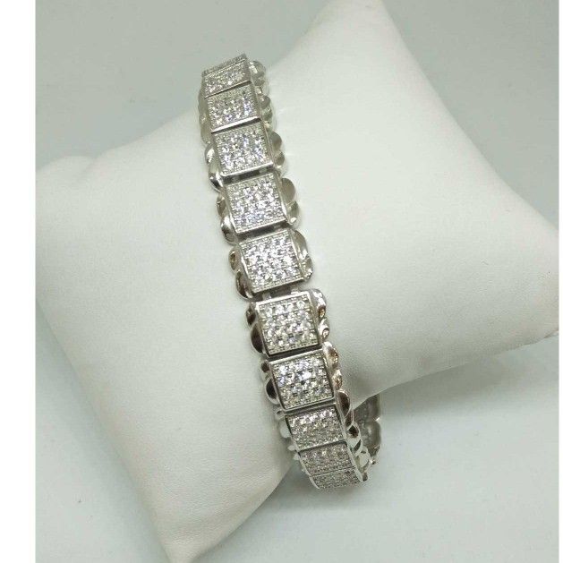 925 Sterling Silver Diamond Gents Bracelet