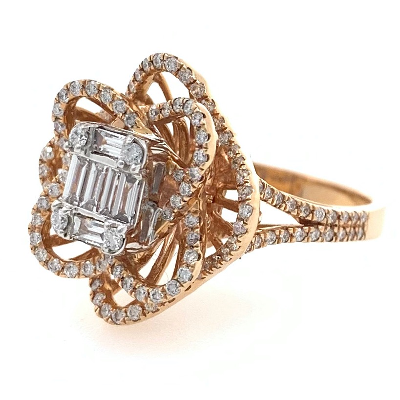 Fashion Frill Trendy Heart 18K Rose Gold Plated American Diamond Designer  Adjustable Rings Gift For Sister Combo of 3