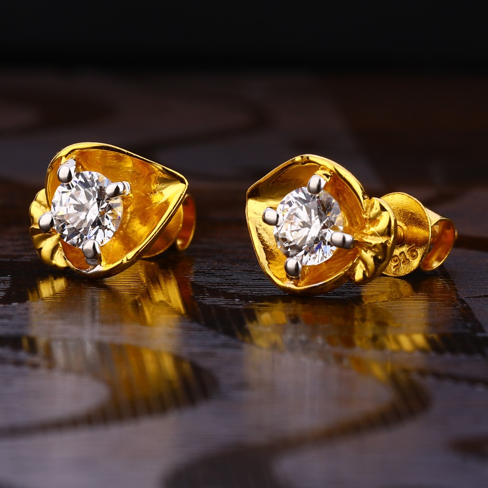 916 Gold Women's exclusive Hallmark Solitaire Earring LSE245