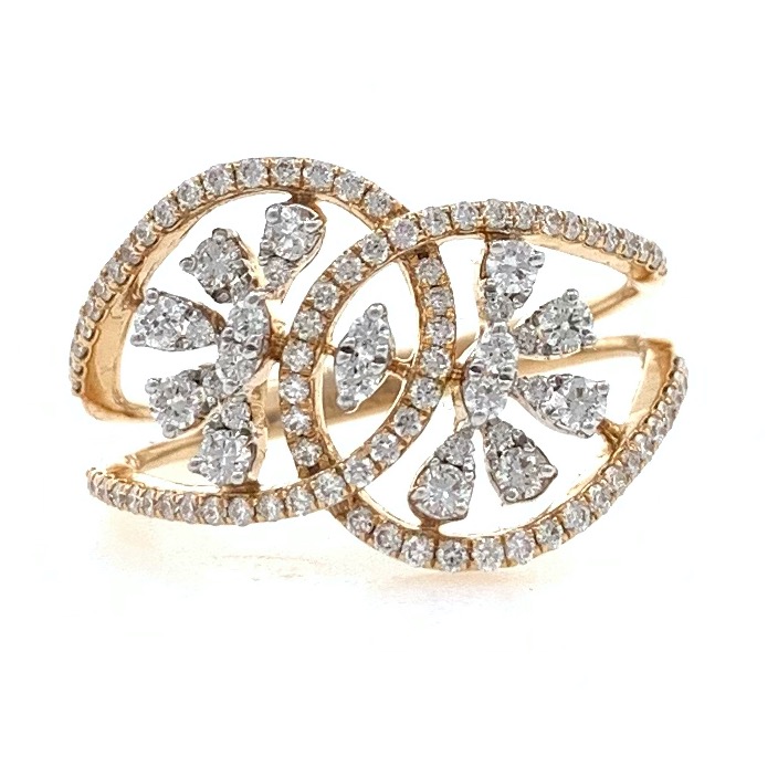 Buy quality 18kt / 750 rose gold floral designed micro set diamond ...