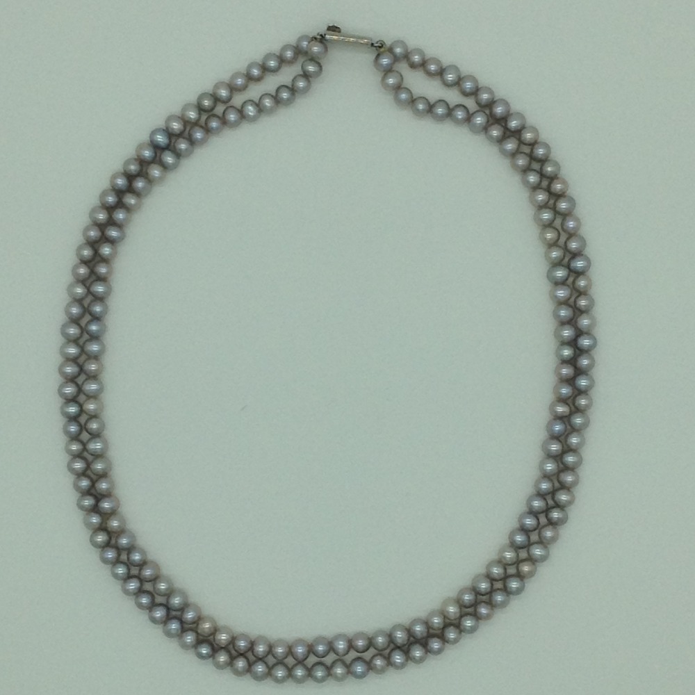 Freshwater Steel Grey Round 2 Lines Pearls Full Set JPP1068