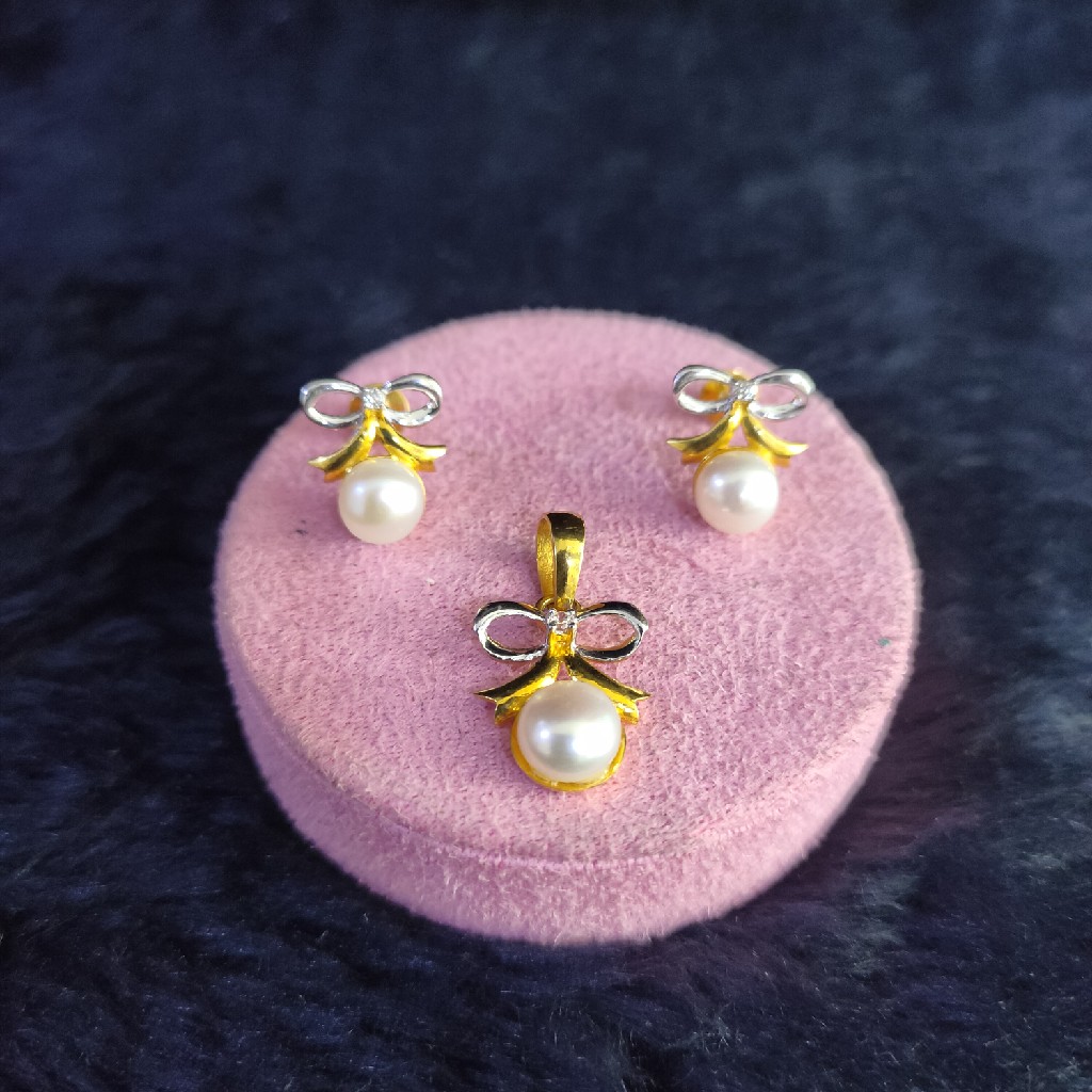 22KT/916 FANCY PEARL NORY PENDENT BUTTI SET GPBS-120