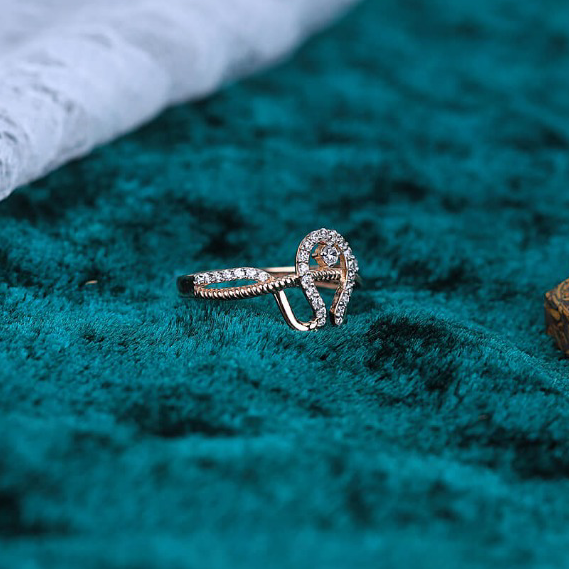 18K Gold Cz ladies Fancy ring