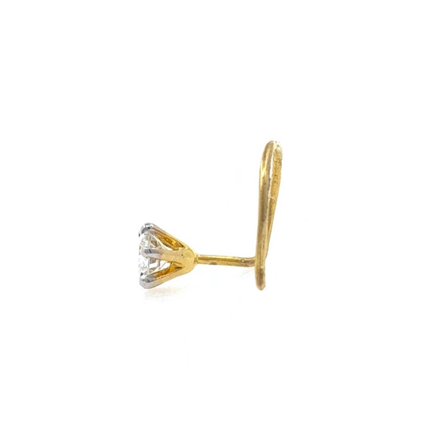 18kt / 750 yellow gold classic single 0.11 cts diamond nose pin 9np72