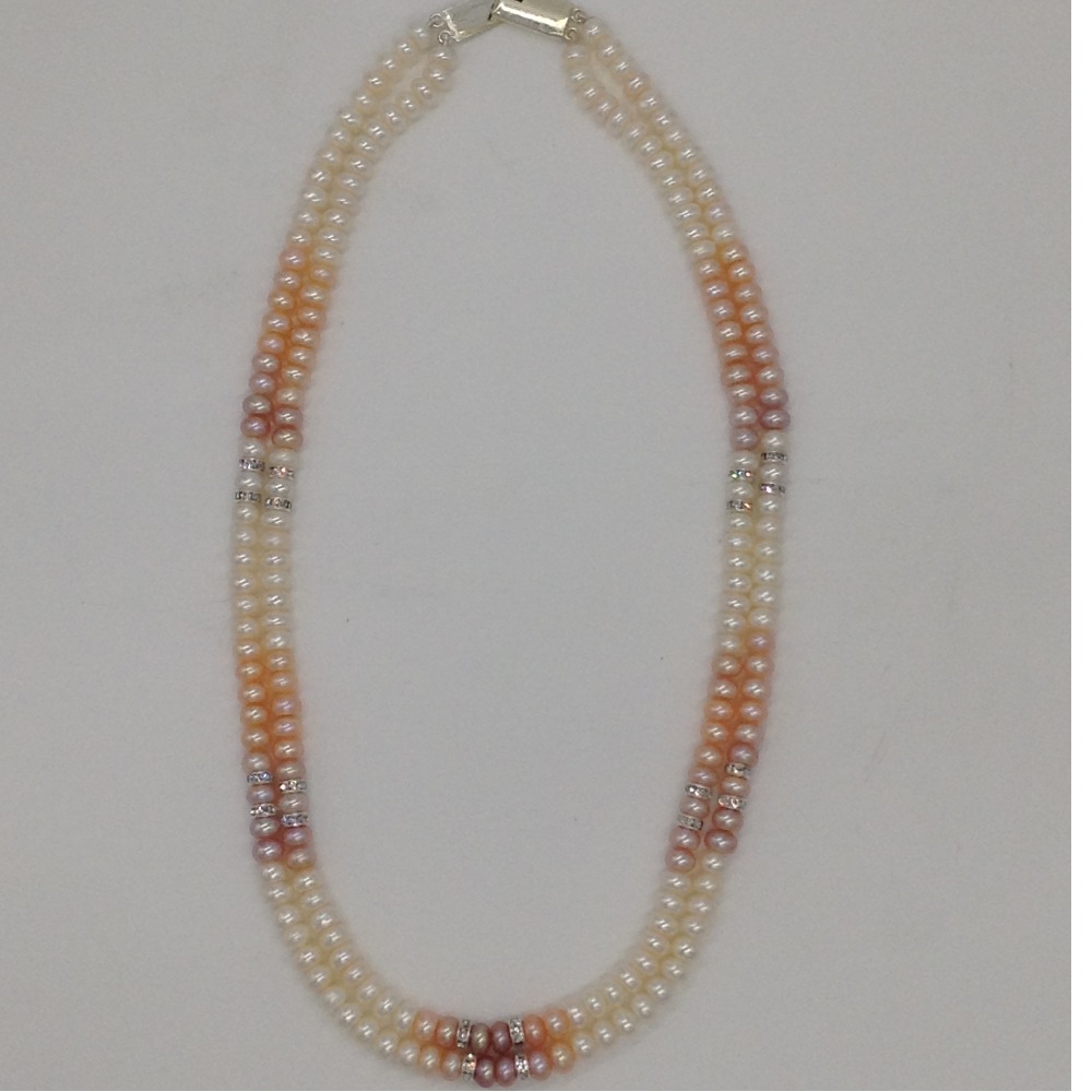 Multicoloured Shaded Flat Pearls Necklace With CZ Chakri JPM0317