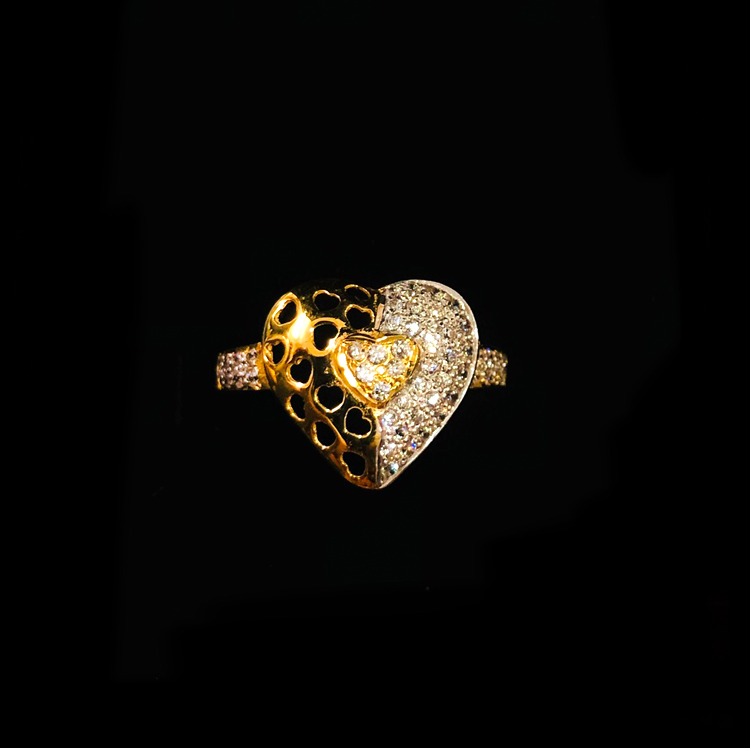 22KT Gold Heart Shape CZ Diamond Ladies Ring
