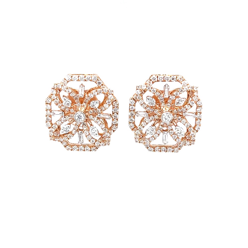 Buy quality Designer diamond studs in hallmark 18k rose gold 0top194 in ...
