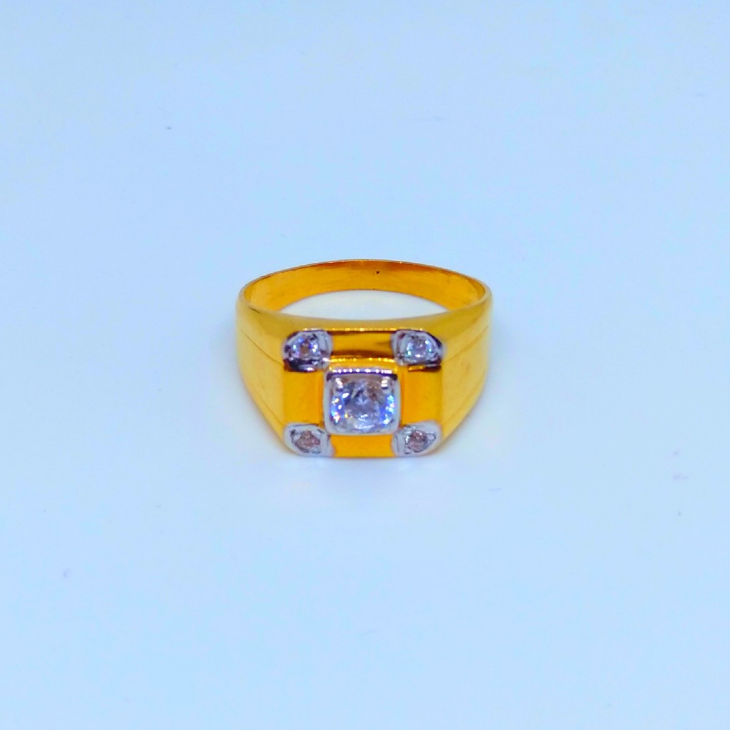 22 KT 916 Hallmark fancy square diamond gents ring