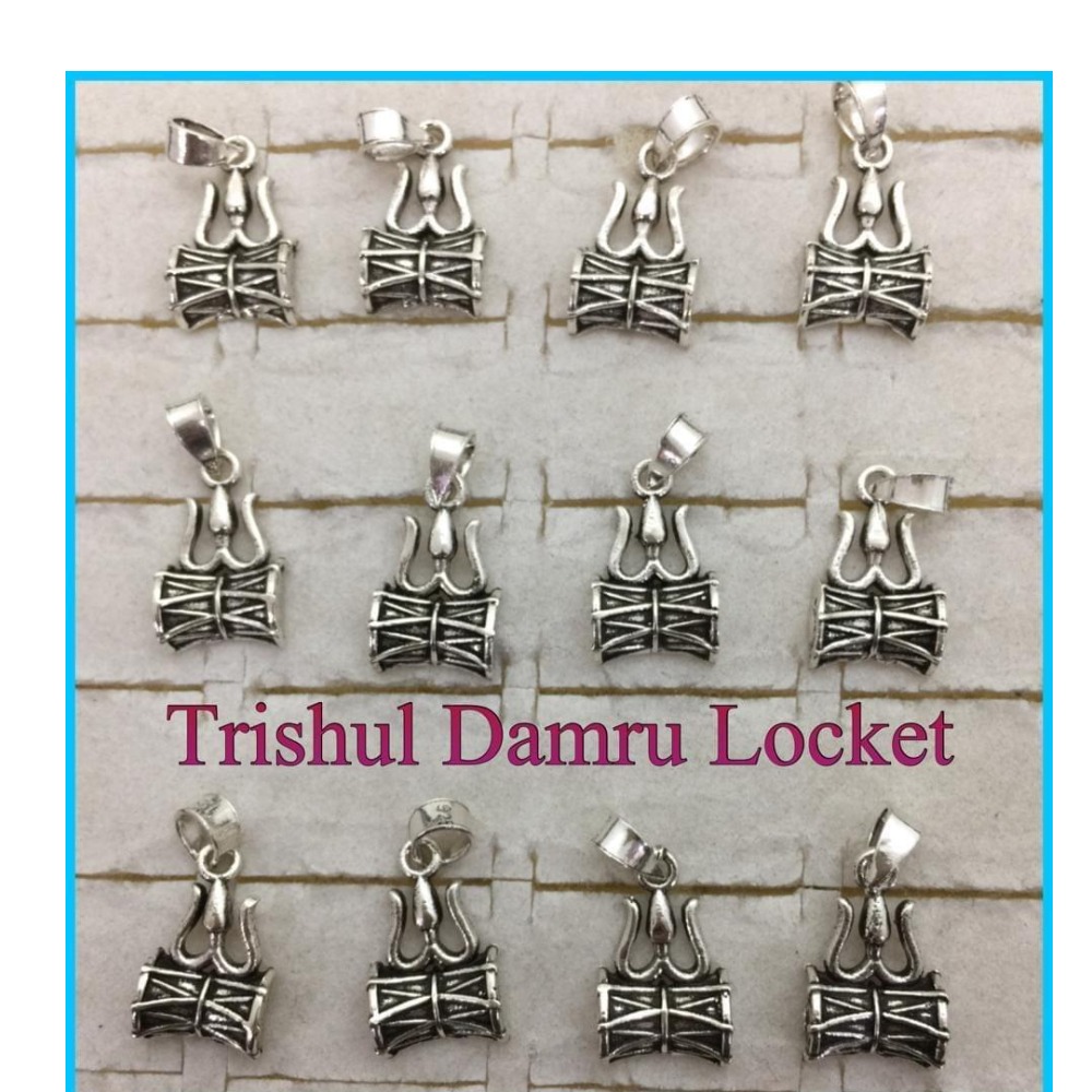 925 Starling Silver trishul Damru Chain Locket RH-925CP011