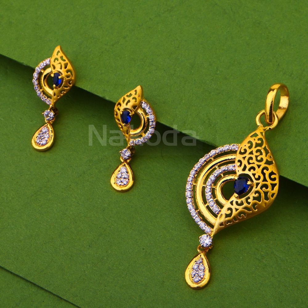 916 Gold Stylish Ladies Fancy Pendant Set FPS487