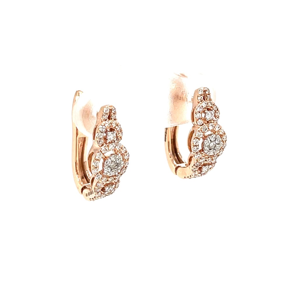 Every Day Wear Diamond Hoops Earring in 18k Rose Gold