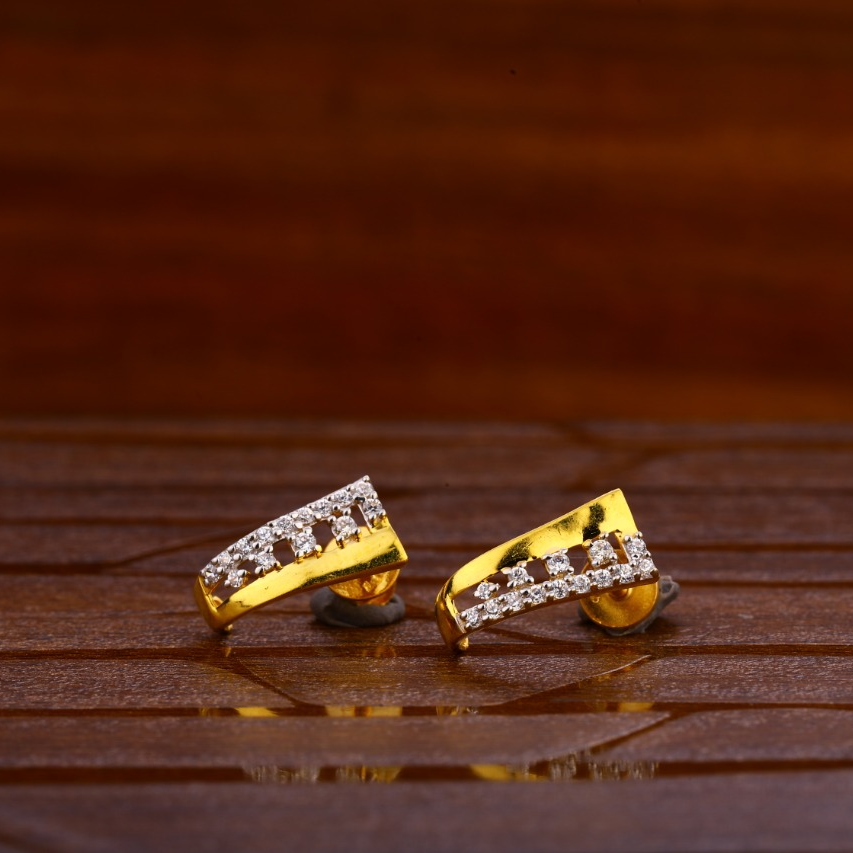 22KT Gold CZ Hallmark Delicate Ladies Tops Earrings LTE298