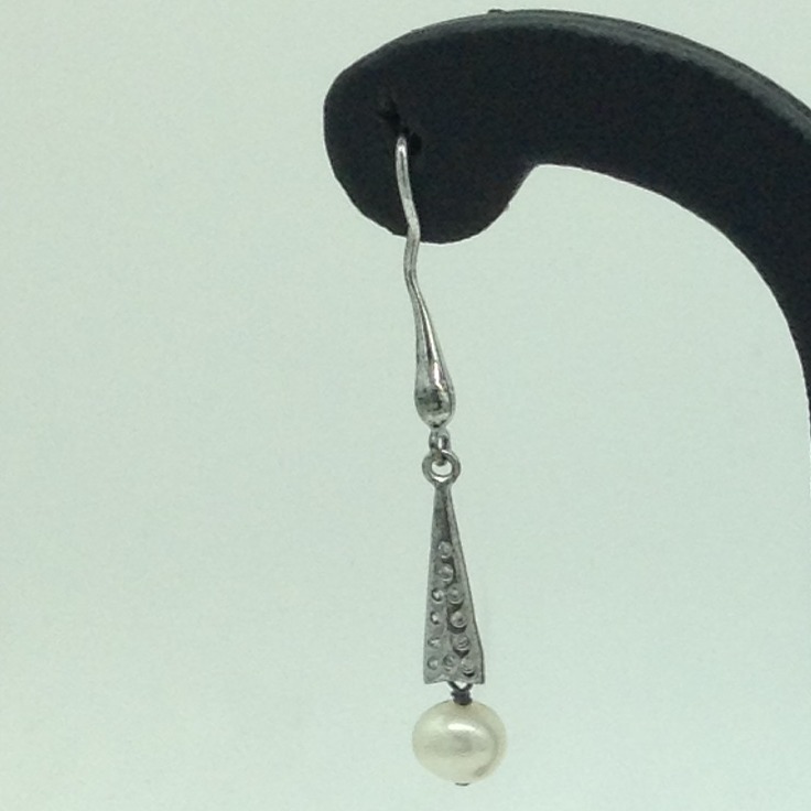Pearl CZ Silver Ear Hangings JER0121