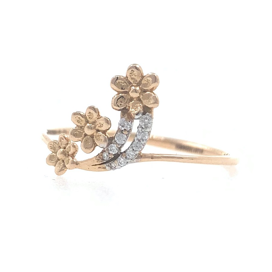 18kt / 750 rose gold Three Flower Diamond Ladies Ring 9LR201