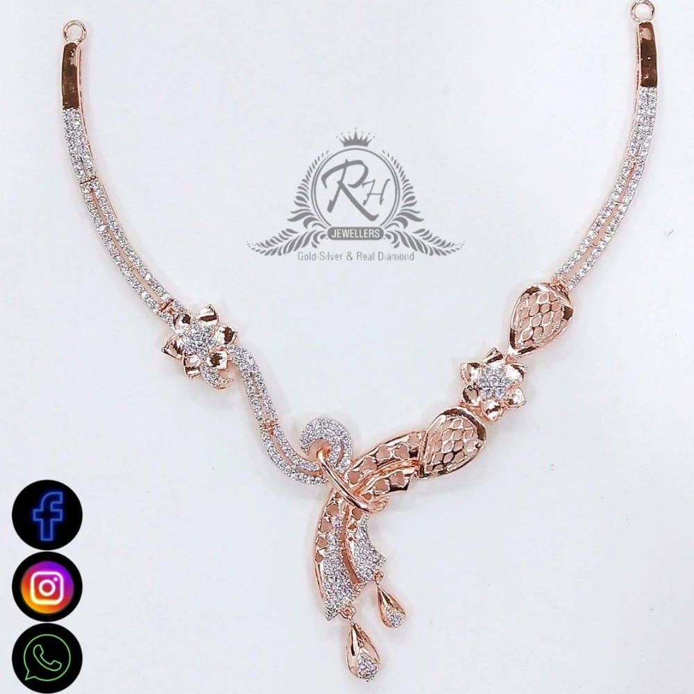 22 carat gold classical daimond necklace set RH-NS543