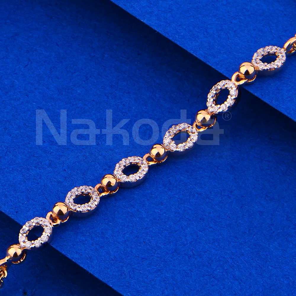 750 Rose Gold CZ Classic Hallmark Women's  Bracelet RLB90