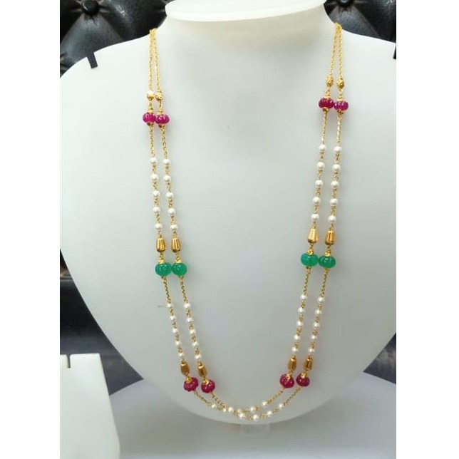 Gold bold pearls necklace for women