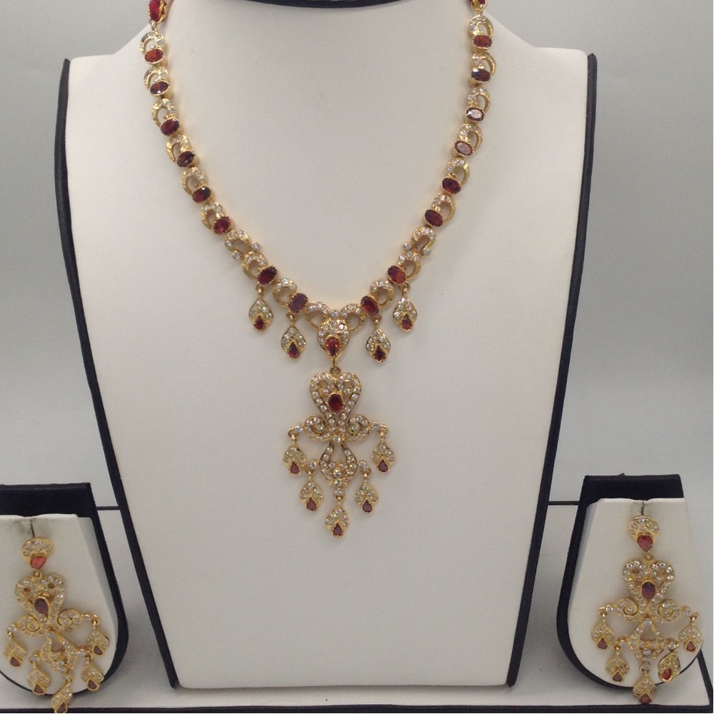 White and brown cz stones necklace set jnc0041