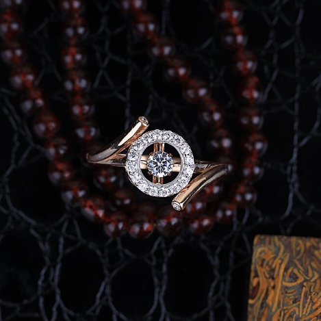18k Gold Round  Cz ladies ring