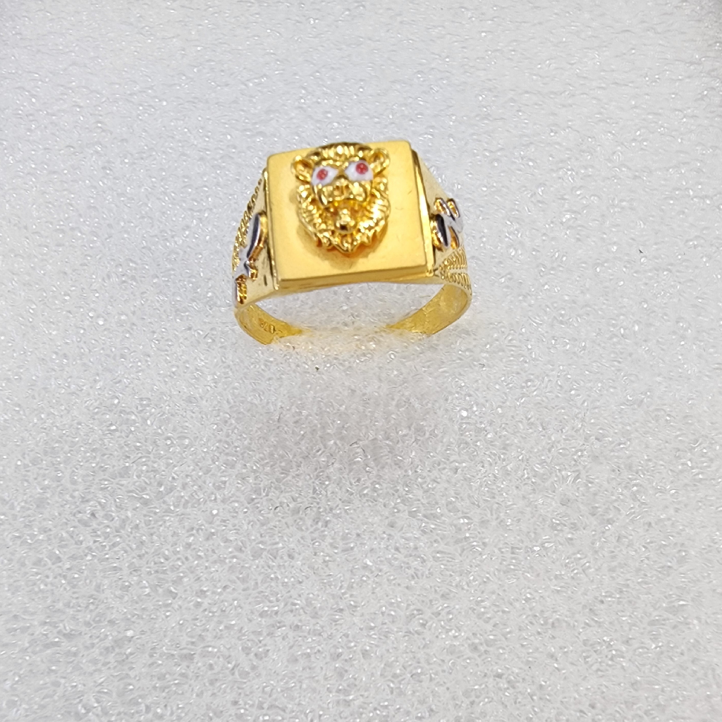 916 Gold Fancy Met Finishing Unique Gents Ring